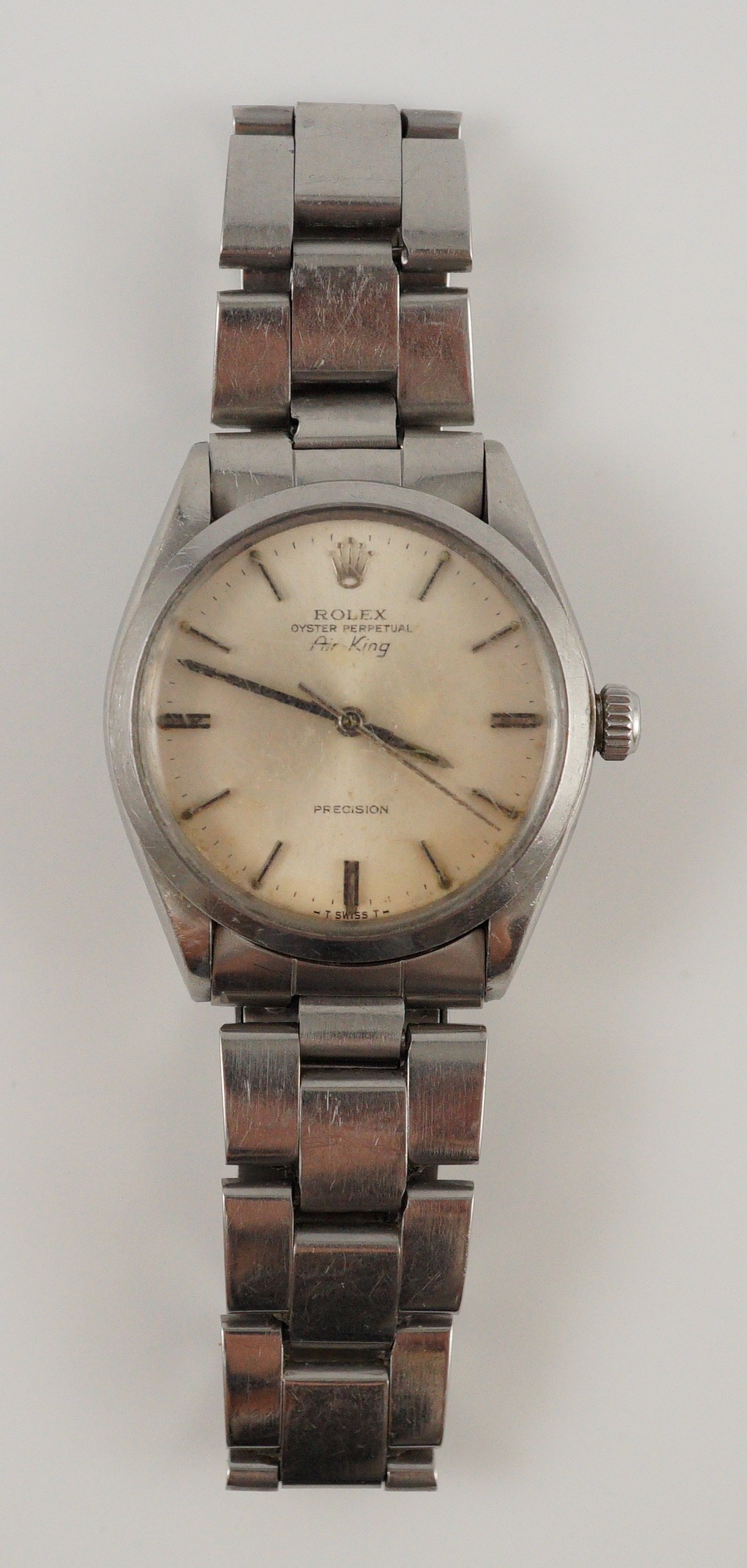A gentleman's 1960's stainless steel Rolex Oyster Perpetual Air-King wrist watch, on a stainless steel Rolex bracelet